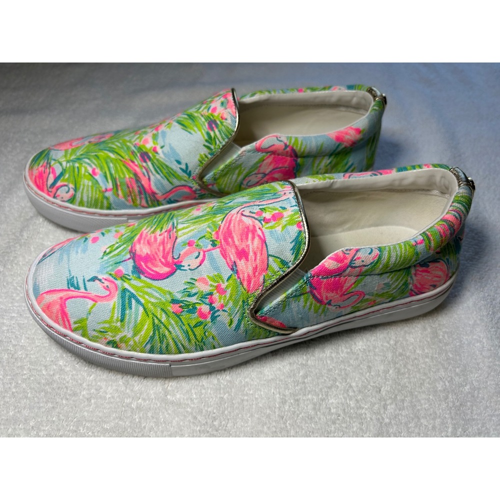 Lilly Pulitzer Slip On Canvas Sneakers Pop Up Lilly of the Jungle Women's Size 8